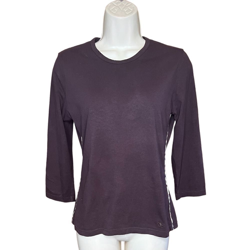 Burberrylondon Chocolate Brown 3/4 Sleeve T Sizesmall